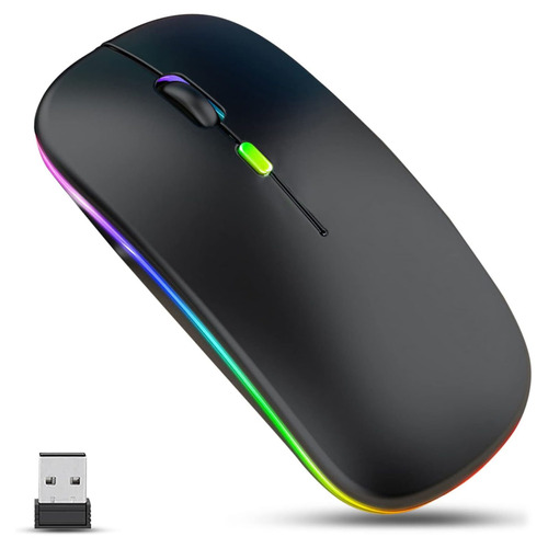 Mouse Inalambrico Recargable Kimhi Ergonomico Ultradelgado Silencioso Con Luces Rgb Para Computadora Pc Mac