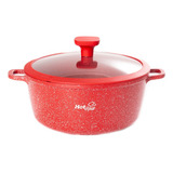 Olla De Aluminio Fundido Hot Spot Z601 Tapa De Cristal 26cm Color Rojo