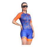 Macaquinho Ciclismo Gel Feminino Race Ciclopp Bike Laranja