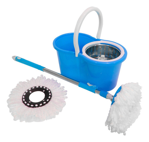 Balde Spin Mop Centrifuga Inox Esfregão 2 Refis Vassoura