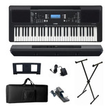 Teclado Yamaha Psr-e373 + Pedal Sustain Suporte Capa Teclado