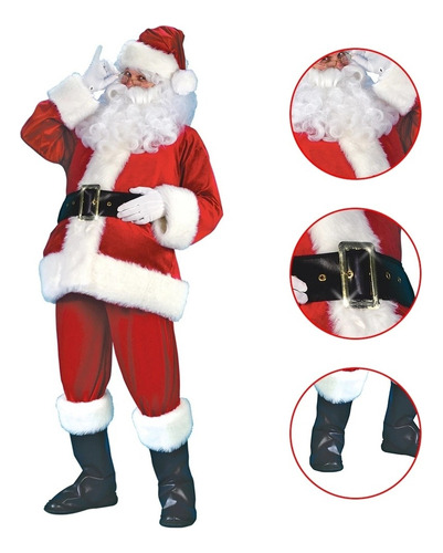 Traje De Navidad Santa Franela De Lujo Para Hombre E