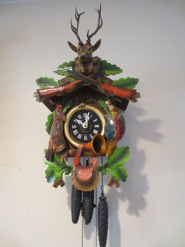 Reloj Cucu Aleman Ciervo Cazador De 3 Pesas Multicolor