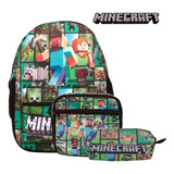 Kit Mochila Infantil Minecraft Com Lancheira Envio Imediato