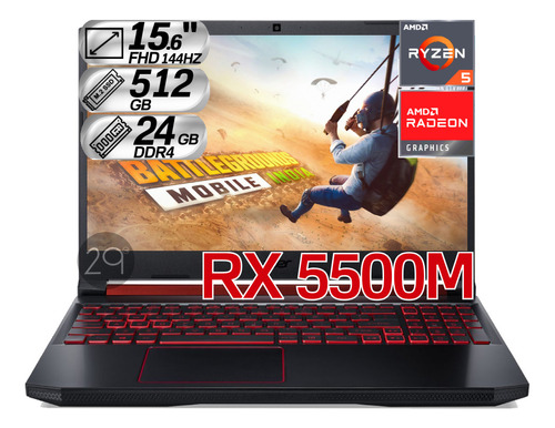 Portátil Msi Bravo Ryzen 5 5600h Rx 5500m Ram 24gb M.2 512gb