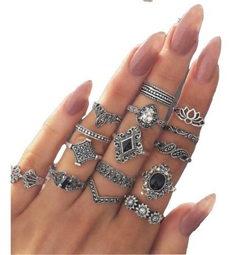 Set De Anillos Vintage Bohemio Retro Moda -hasta 15 Unidades