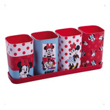 Porta Canetas Com Bandeja Da Minnie 5 Pçs Versátil Colorido