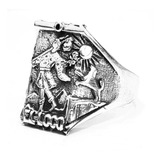 Anillo Carta Tarot El Loco En Plata 2 X 1,5 Cm 13 Gr Art 846