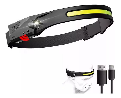 Lámpara Linterna De Cabeza Recargable Led Sensor Bicicleta 