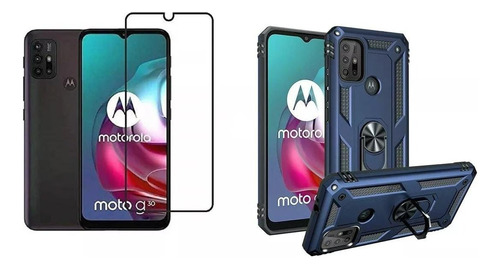 Funda Anillo + Vidrio Compatible Con Motorola Moto G20 G30
