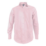 Camisa Guayabera Alforzas Rosada 2 Bolsillos Manga Larga