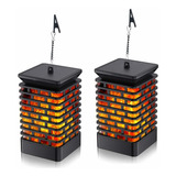 2 Faroles Solares Luces Parpadeantes De Llama Colgantes Lint