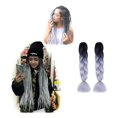 Trenzas Africanas Sintéticas 60cm Gris Plateado Negro Kanekalon 2pz | MercadoLibre