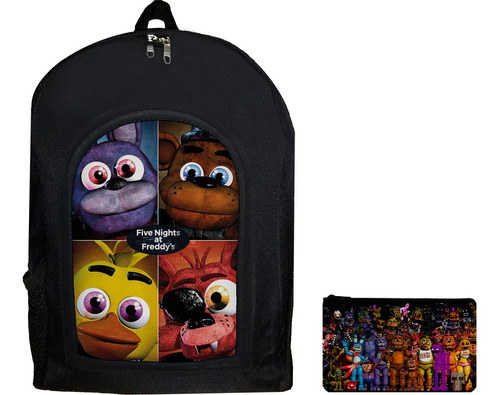 Combo Pack Escolar Mochila Cartuchera Grande Personajes Fnaf