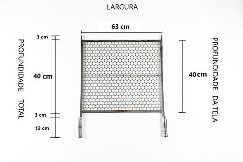 Grelha Inox Tela Inteira 63x40 Para Churrasqueira Pré-moldad