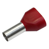 Kit 100x Terminal Elétrico Ilhós Tubular Duplo 10mm Vermelho