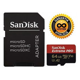 Cartão Memória Micro Sd Extreme Pro 64gb C/adaptador