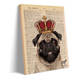 Decoración De Pared De Pug Corona Póster Vintage, Reg...