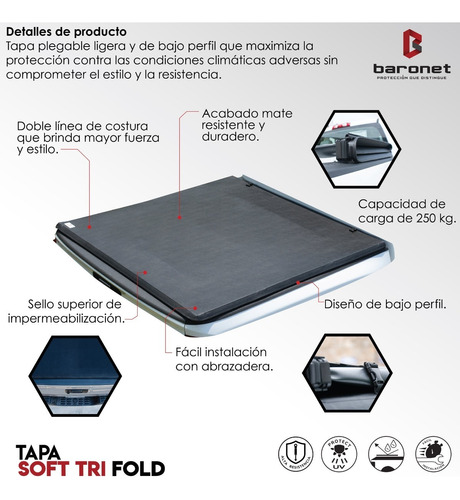 Tapa Cubre Batea Soft 3 Fold Toyota Tacoma Doble Cab 16-22+