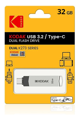Kodak Memoria Usb Drive 3.2 Type-c Otg K273 32gb Plateado