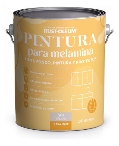 Pintura Para Melamina Rust-oleum Ultra Mate 887 Ml Color Gris Palido