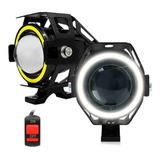 Par Farol Milha Moto Angel Eye U7 Botão Led Auxiliar Neblina