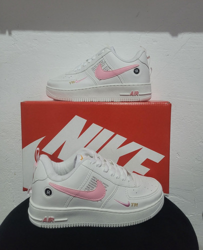 Tênis Nike Air Force Tm Branco/rosa E Feminino N 37 C/caixa 