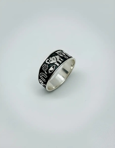 Anillo Elefante Suerte Trébol Herradura Fondo Plata 925
