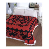 Colcha Casal Chenille Com Franja 2,20 X 2,40m  Luxo Vermelho