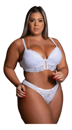 Lingerie Sexy Plus Size Sutiã Bojo E Aro Cropped Detalhes