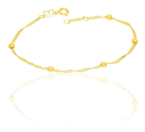 Pulseira Rommanel Singapura Com Bolinhas Banhado Ouro Com Comprimento 19 Cm Cor Dourado Diâmetro 19 Cm