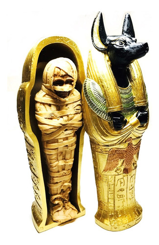 Merut Egipto Figura Decorativa Sarcófago Egipcio Dorado