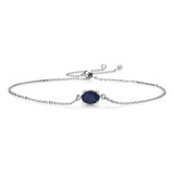 Gem Stone King Pulsera De Plata De Ley 925 Con Solitario Azu