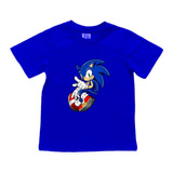 Camiseta Sonic Infantil Camisa Desenho Filme Menino E Menina
