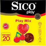 Sico Play Mix Texturizado Y Sabor Mixto 20 Condones