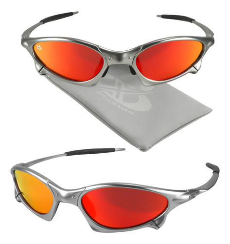 Oculos Sol Lupa Mandrake Proteção Uv Metal Lente Laranja