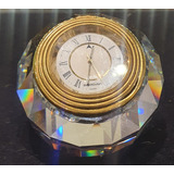 Reloj Despertador Swarovski Cristal Dorado Baño Oro Leer