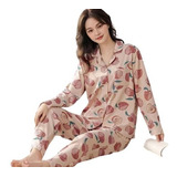 Pijama Mujer 2 Piezas Manga Larga Para Verano Y Primavera 1.