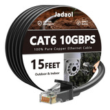 Cable Ethernet Cat 6 Para Exteriores De 15 Pies, Compatible 