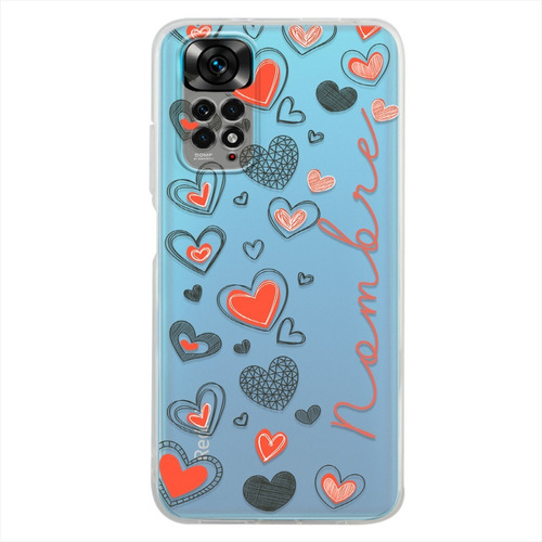 Funda Xiaomi Antigolpes Corazones Personalizada Con Nombres