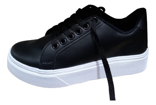 Zapatilla Plataforma Sneaker Blanca Negra Star Precio+calida