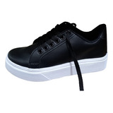 Zapatilla Plataforma Sneaker Blanca Negra Star Precio+calida