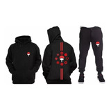 Kit Moletom (blusa+calça) Naruto Clã Uchiha Sharingan Itac