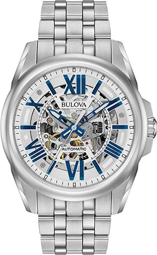 Reloj Bulova Automatico Para Hombre 96a187 Plateado Original