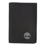 Billetera Timberland Tri-fold Nylon Con Diseño Lisa Color Black De Nylon