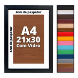 Moldura A4 21x30 4 Cm Paspatur Com Vidro Parede