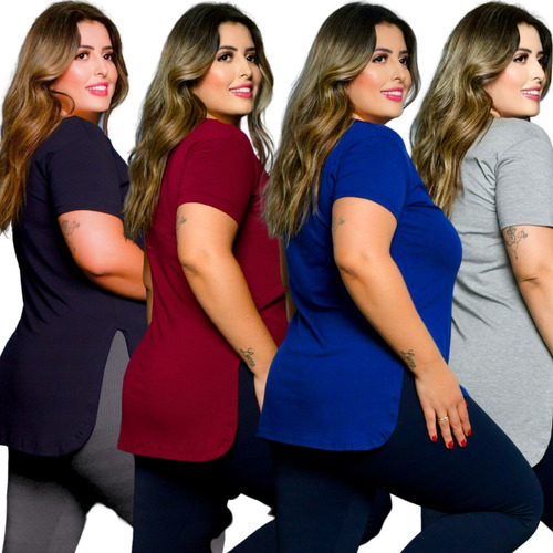 Kit 4 Blusa Feminina Plus Size De Academia Todos Os Tamanhos