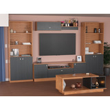 Combo Rack Tv + 2 Bibliotecas + Mesa Ratona + Repisa Modular