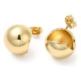 Aretes Aros Topo Chunky Esfera Baño Oro 18k Dama