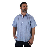 Camisa Tipo Guayabera Para Hombre Con Apariencia De Lino